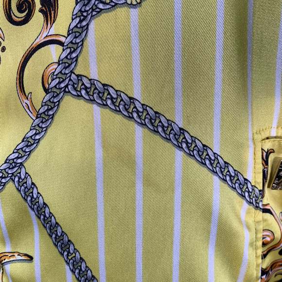 VERSACE COLLECTION Yellow Black Chain Polyester Bomber Jacket - Picture 6 of 10